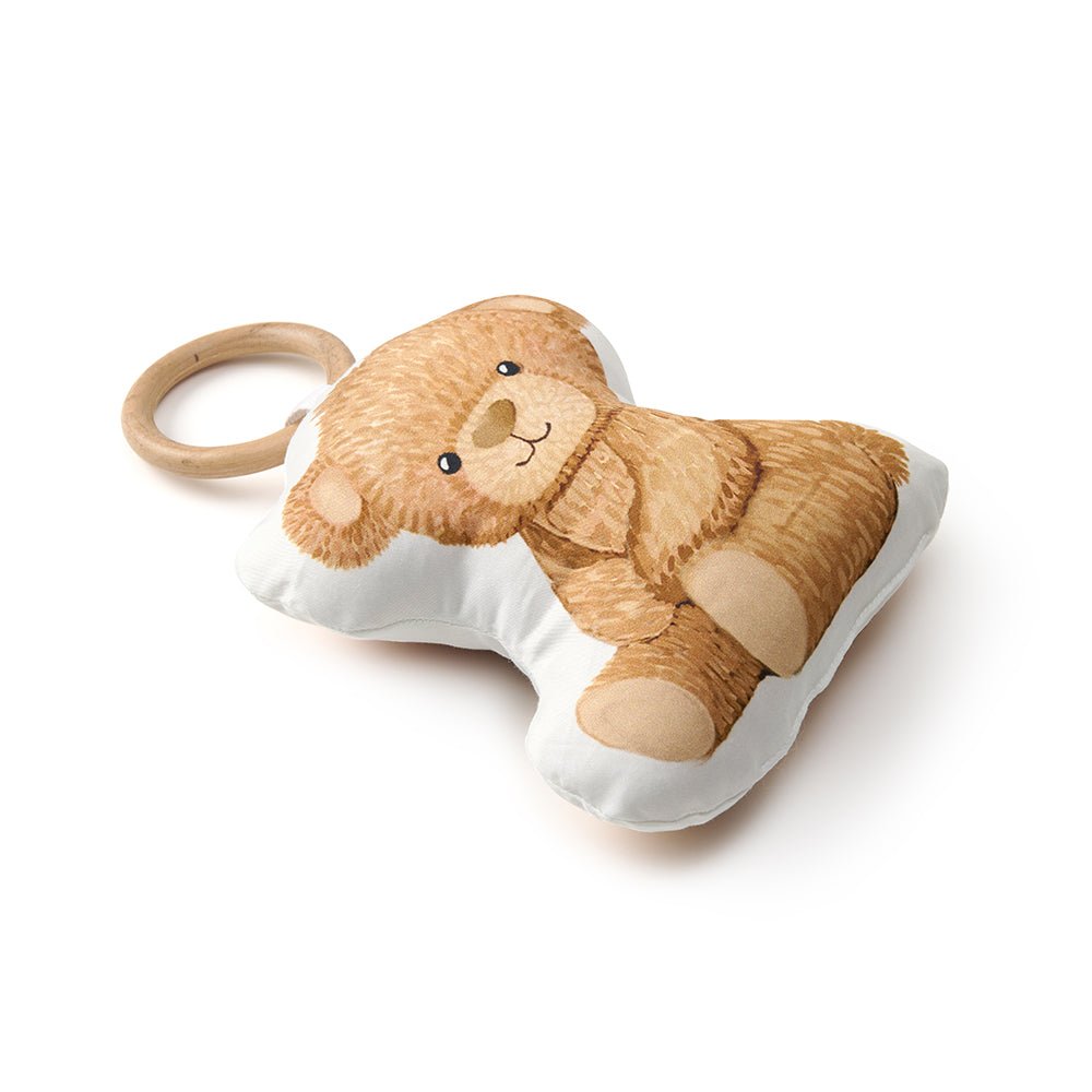 Fancy Fluff Cuddle Bear Organic Shape Cushion Teether For Babies