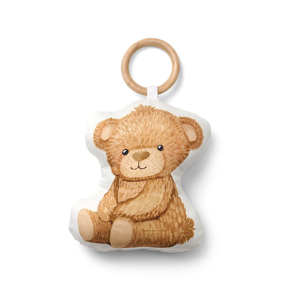 Fancy Fluff Cuddle Bear Organic Shape Cushion Teether For Babies