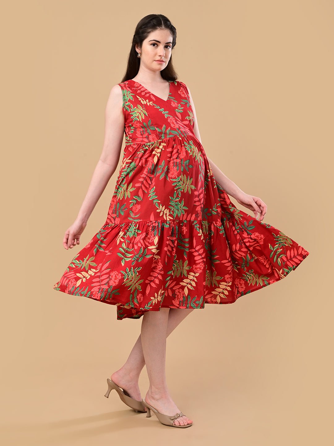  Flame Edit Maternity and Nursing Dress Red