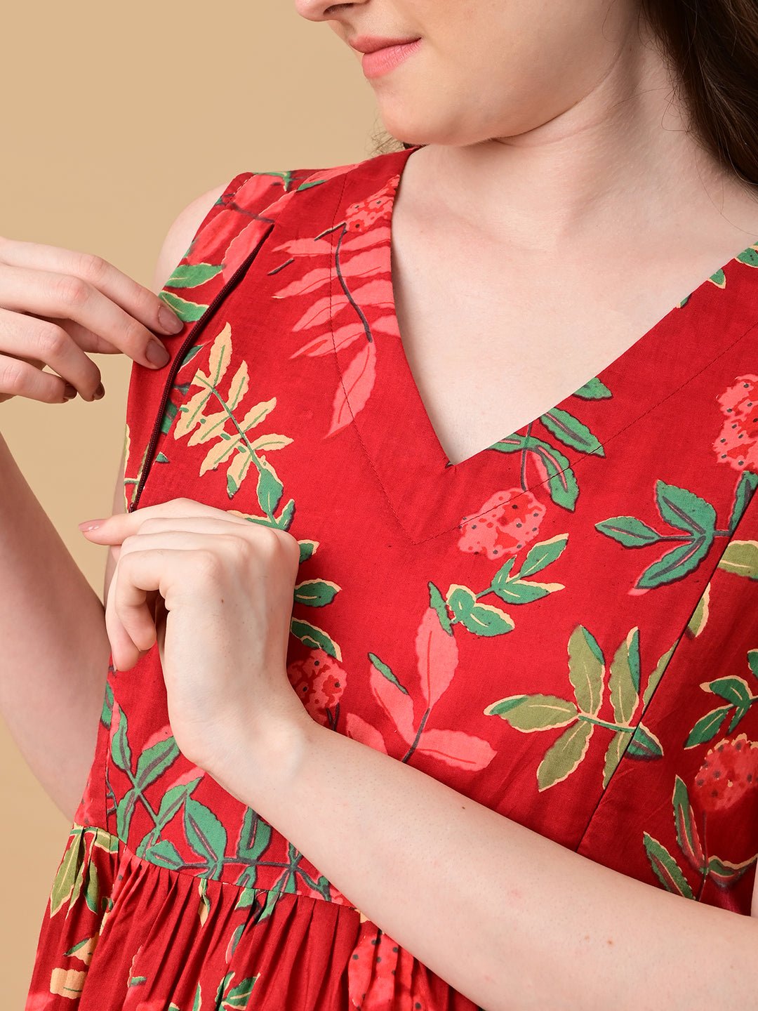  Flame Edit Maternity and Nursing Dress Red