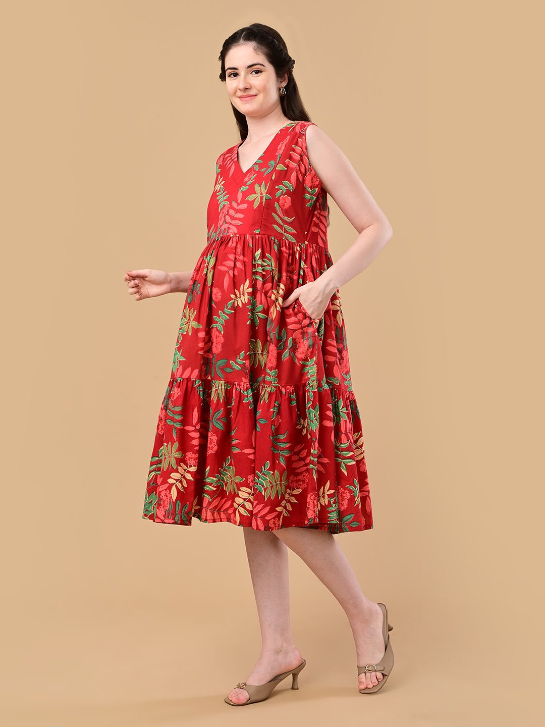  Flame Edit Maternity and Nursing Dress Red