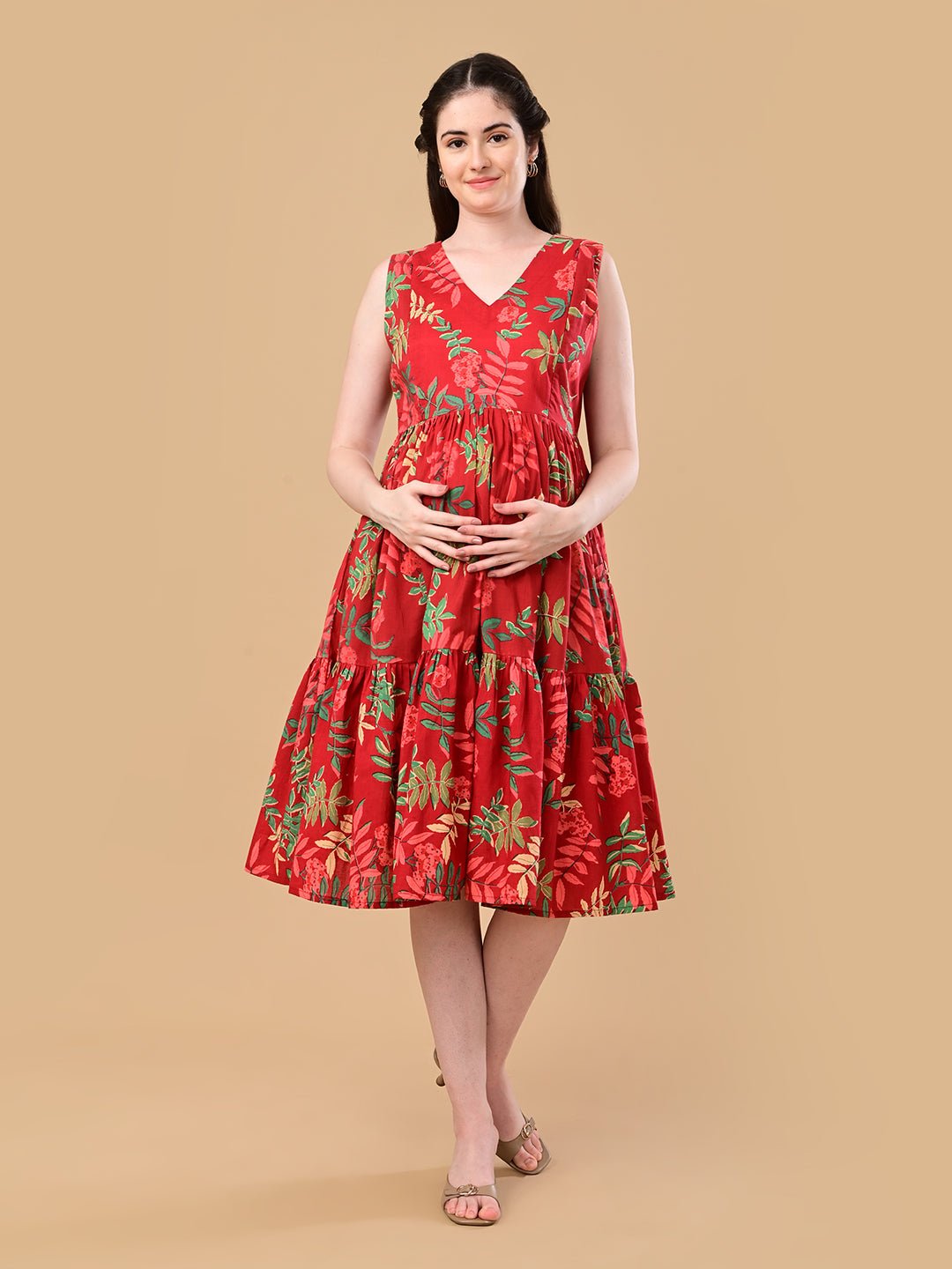  Flame Edit Maternity and Nursing Dress Red