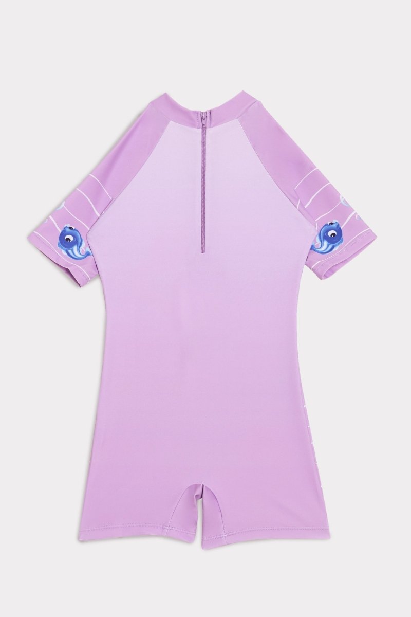 Flamingo Fandango Girls Bodysuit Swimsuit With Matching Cap