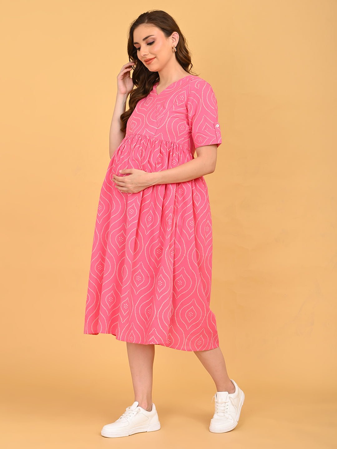  Flamingo Flirt Maternity and Nursing Dress Pink