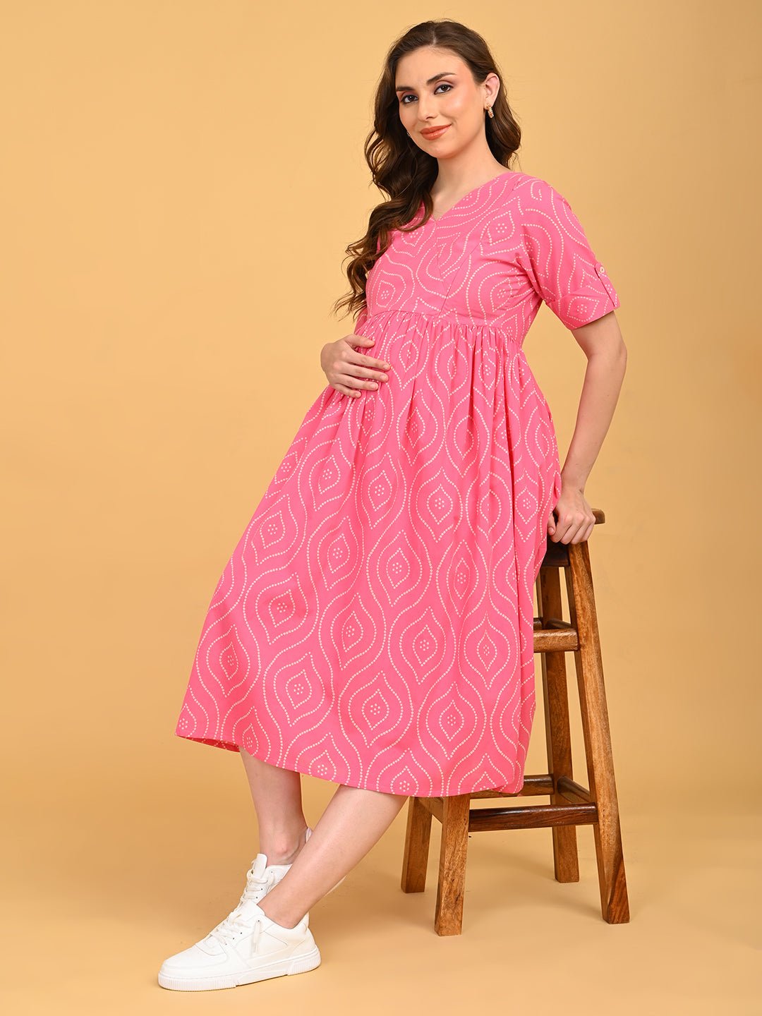  Flamingo Flirt Maternity and Nursing Dress Pink