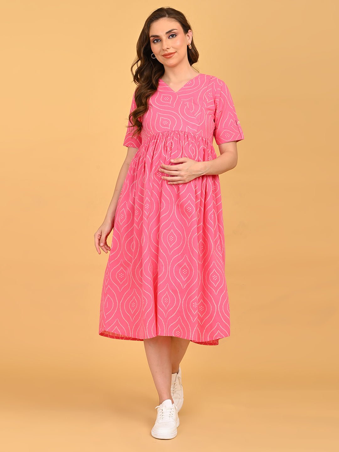  Flamingo Flirt Maternity and Nursing Dress Pink