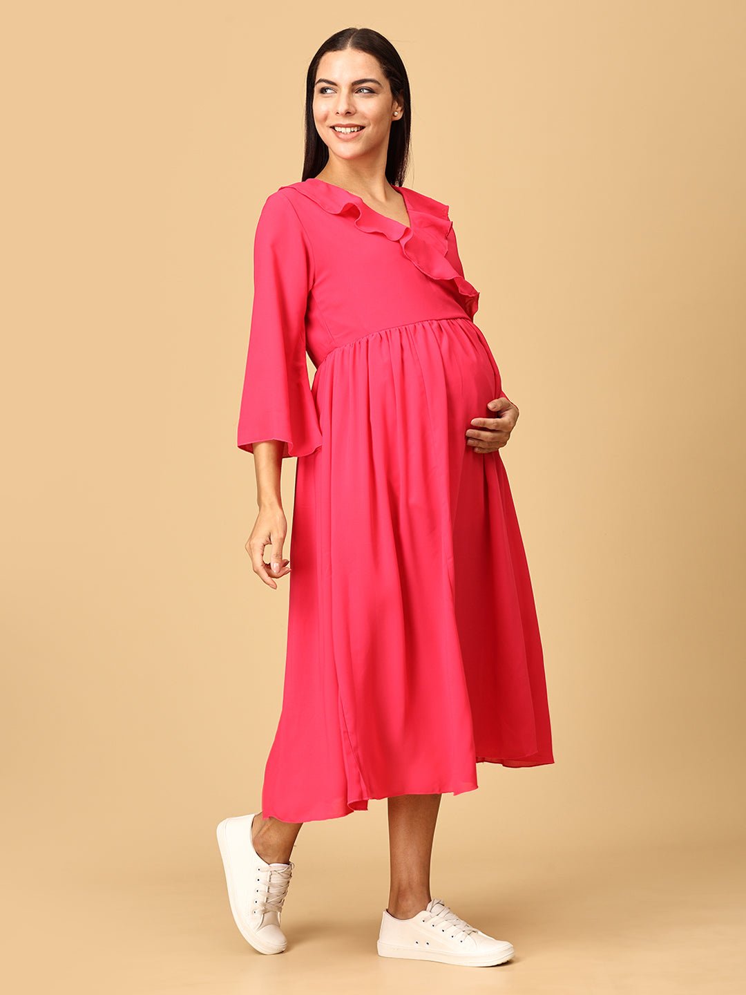  Flashback Fuchsia Maternity and Nursing Dress Fuchsia