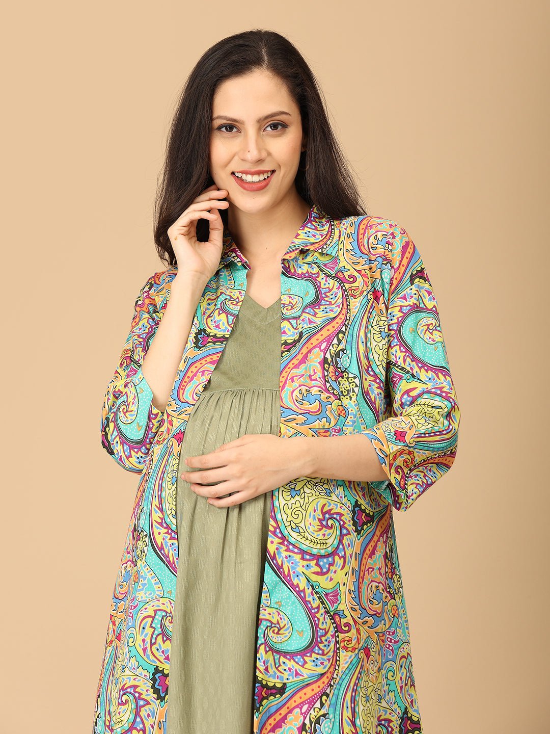 Floret Fizz Maternity and Nursing Shacket Dress Multi