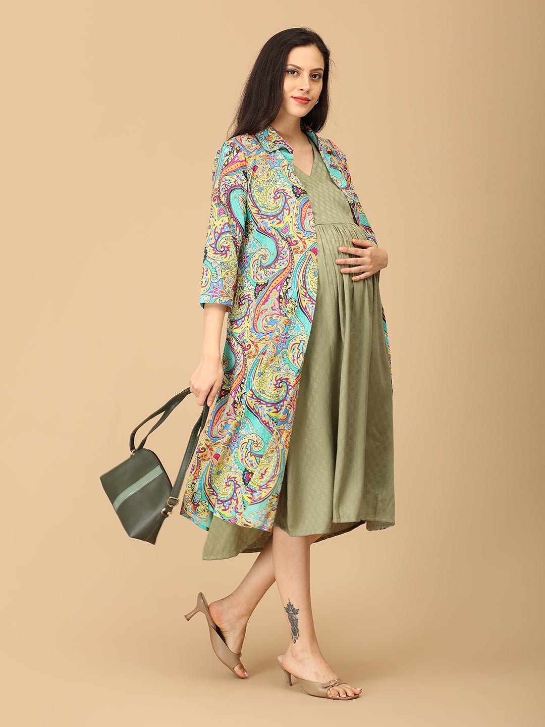  Floret Fizz Maternity and Nursing Shacket Dress Multi