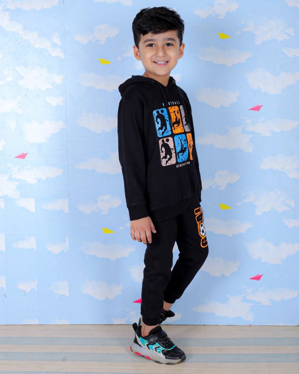 Black Football Generation Sweatshirt Jogger Set For Boys