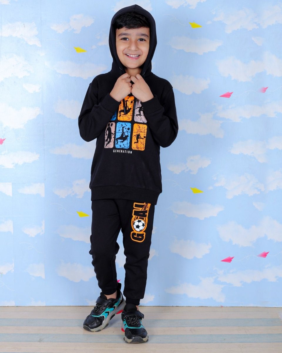 Black Football Generation Sweatshirt Jogger Set For Boys