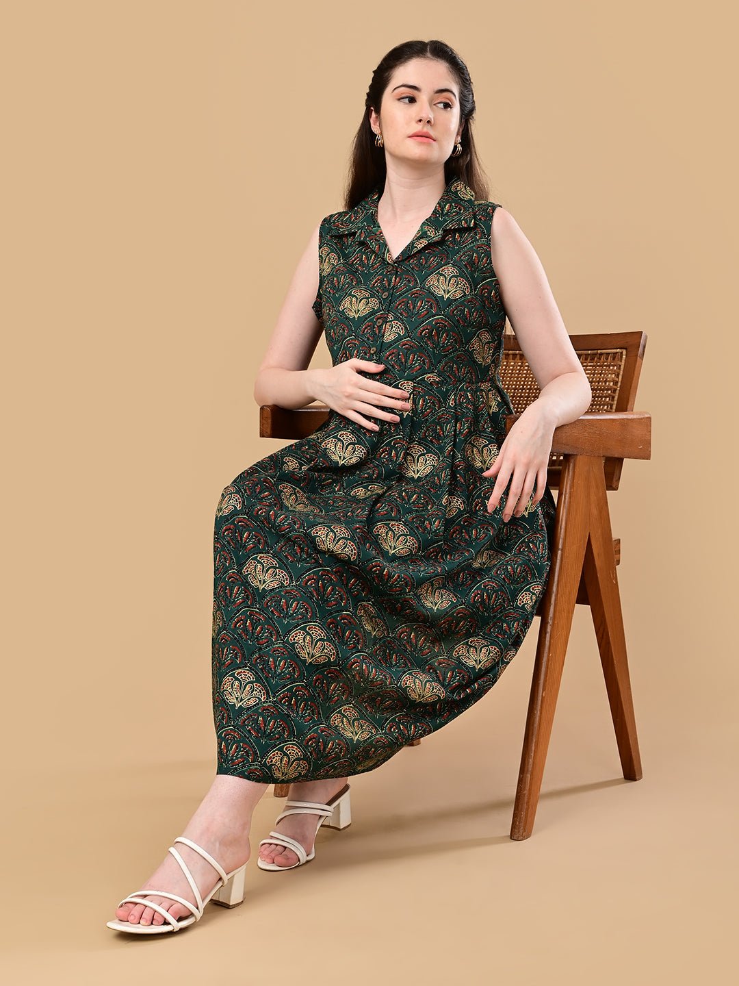  Forest Enchantment Maternity and Nursing Dress Green
