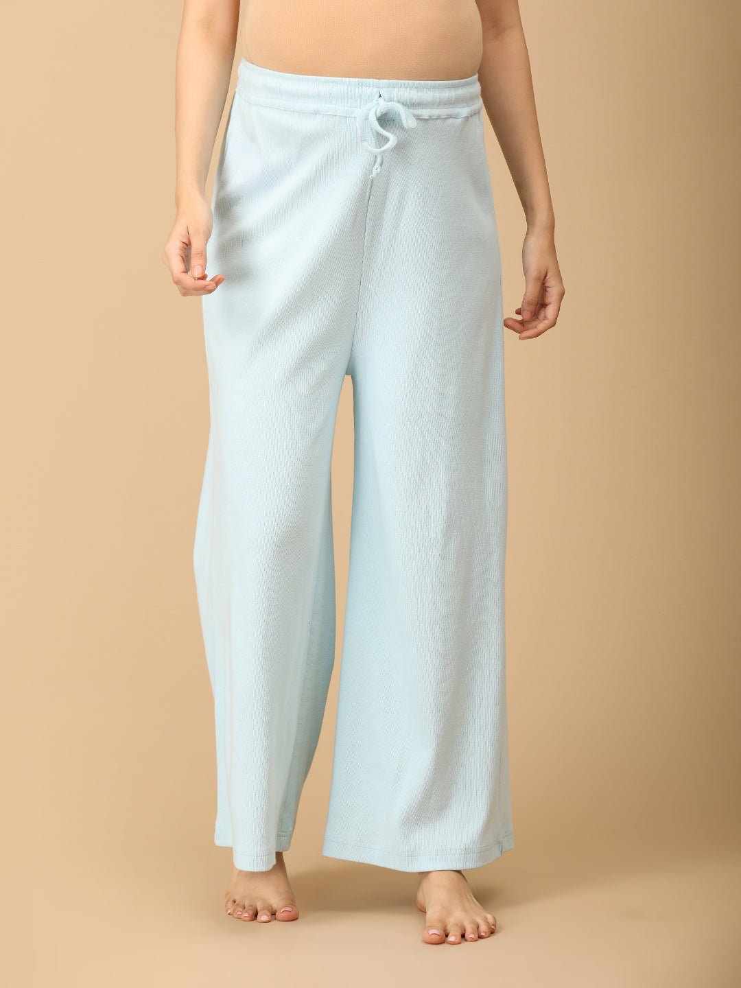  Frosted Fluff Maternity and Nursing Rib Nightwear Set Blue