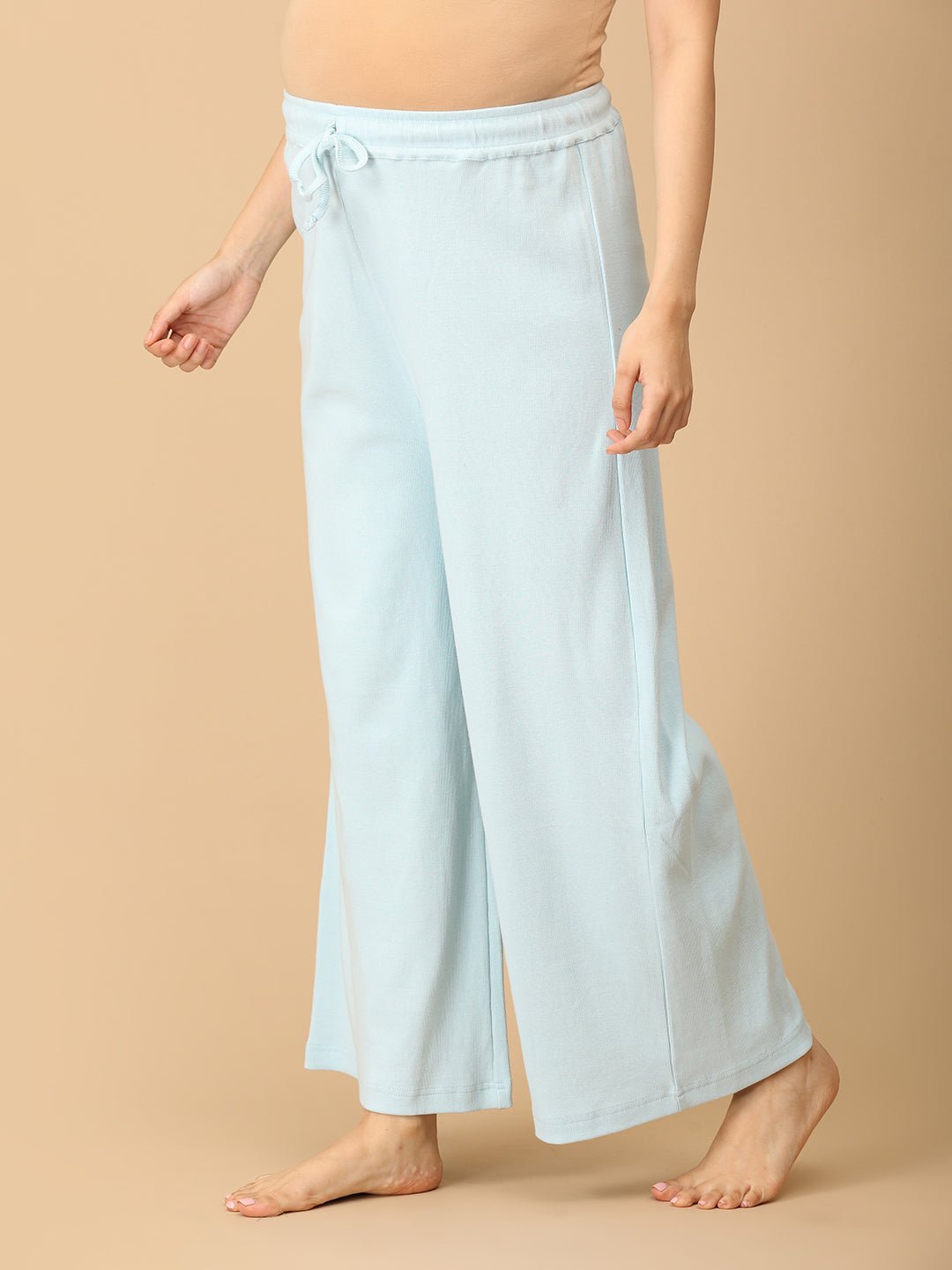 Frosted Fluff Maternity and Nursing Rib Nightwear Set Blue