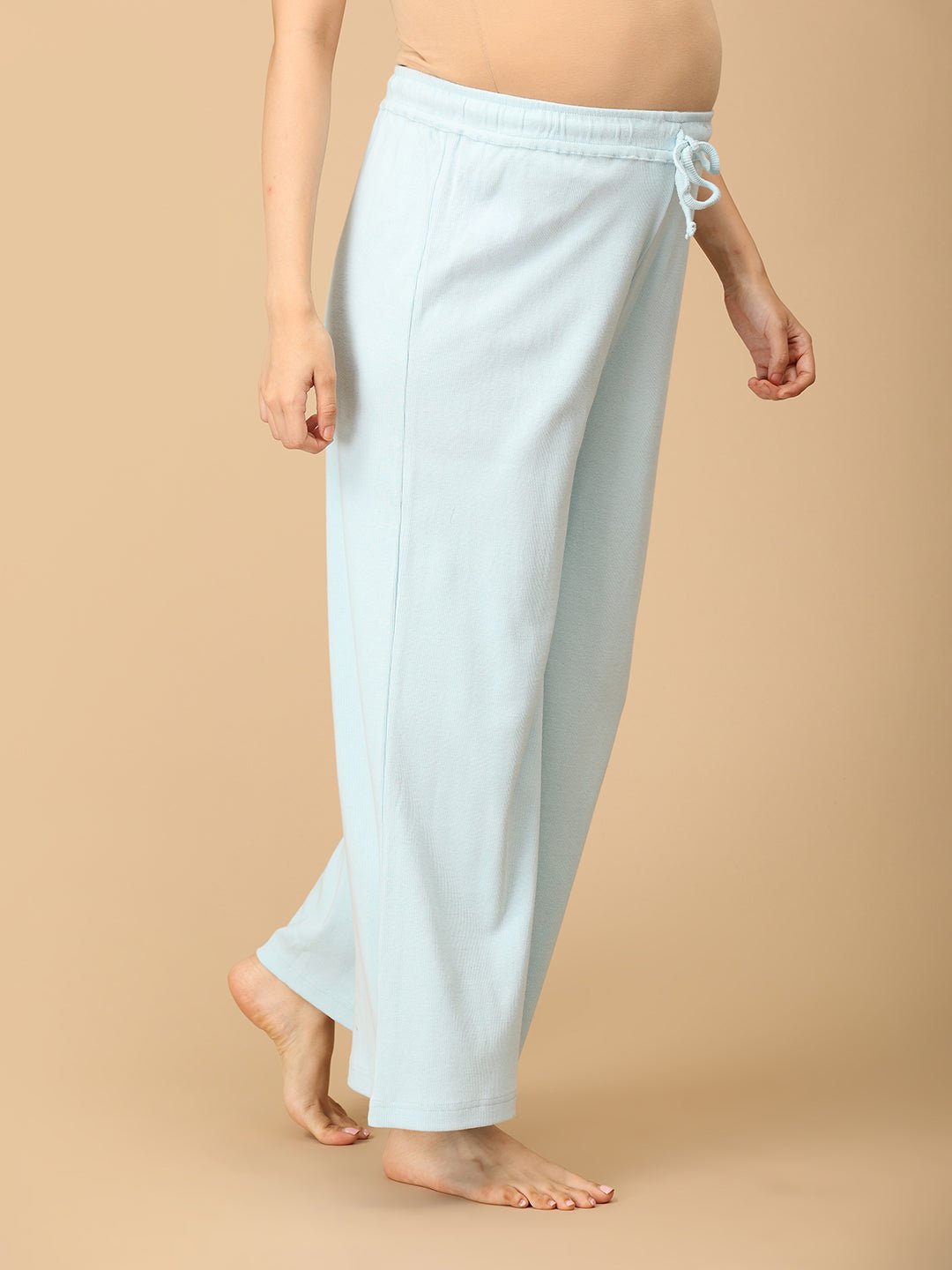  Frosted Fluff Maternity and Nursing Rib Nightwear Set Blue