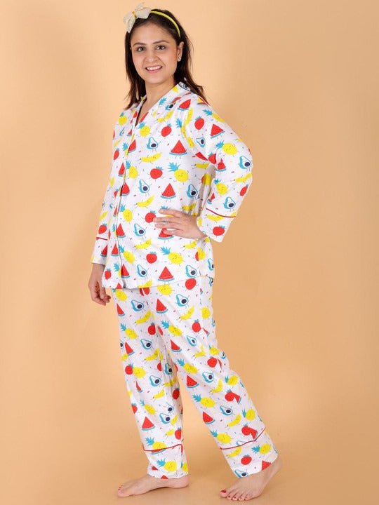  Fruity Cutie Maternity and Nursing Pajama Set White