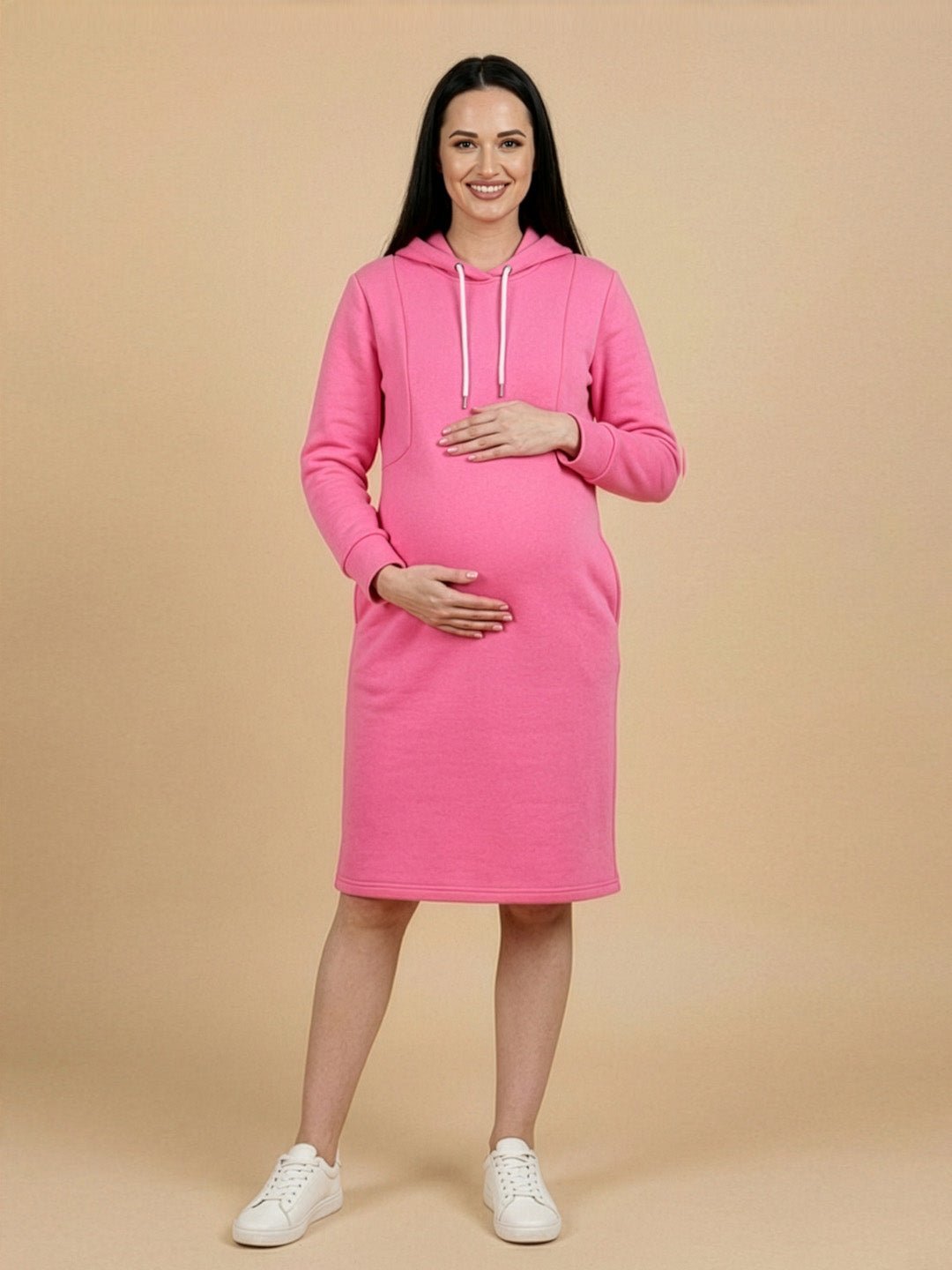  Future Is Fuchsia Maternity and Nursing Hoodie Dress Pink