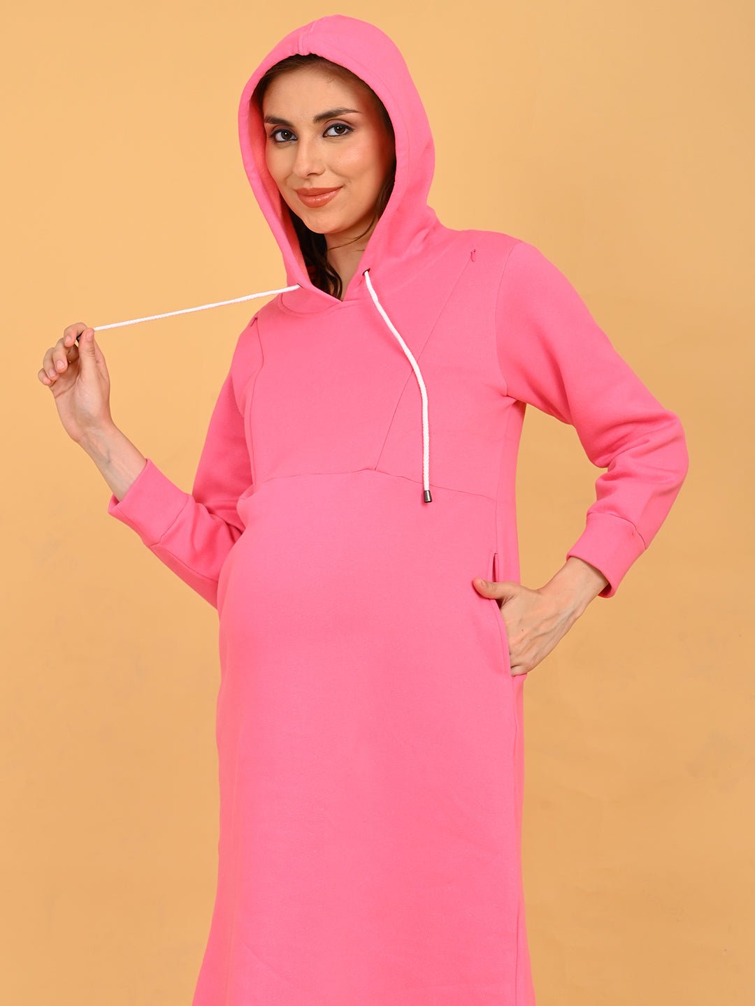  Future Is Fuchsia Maternity and Nursing Hoodie Dress Pink