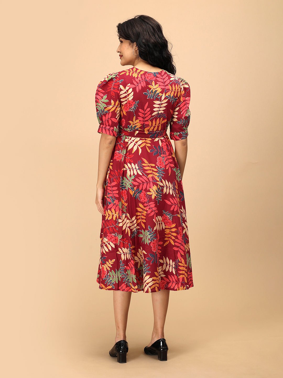  Garnet Bloom Maternity and Nursing Dress Maroon