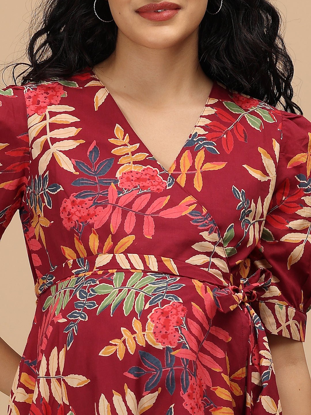  Garnet Bloom Maternity and Nursing Dress Maroon