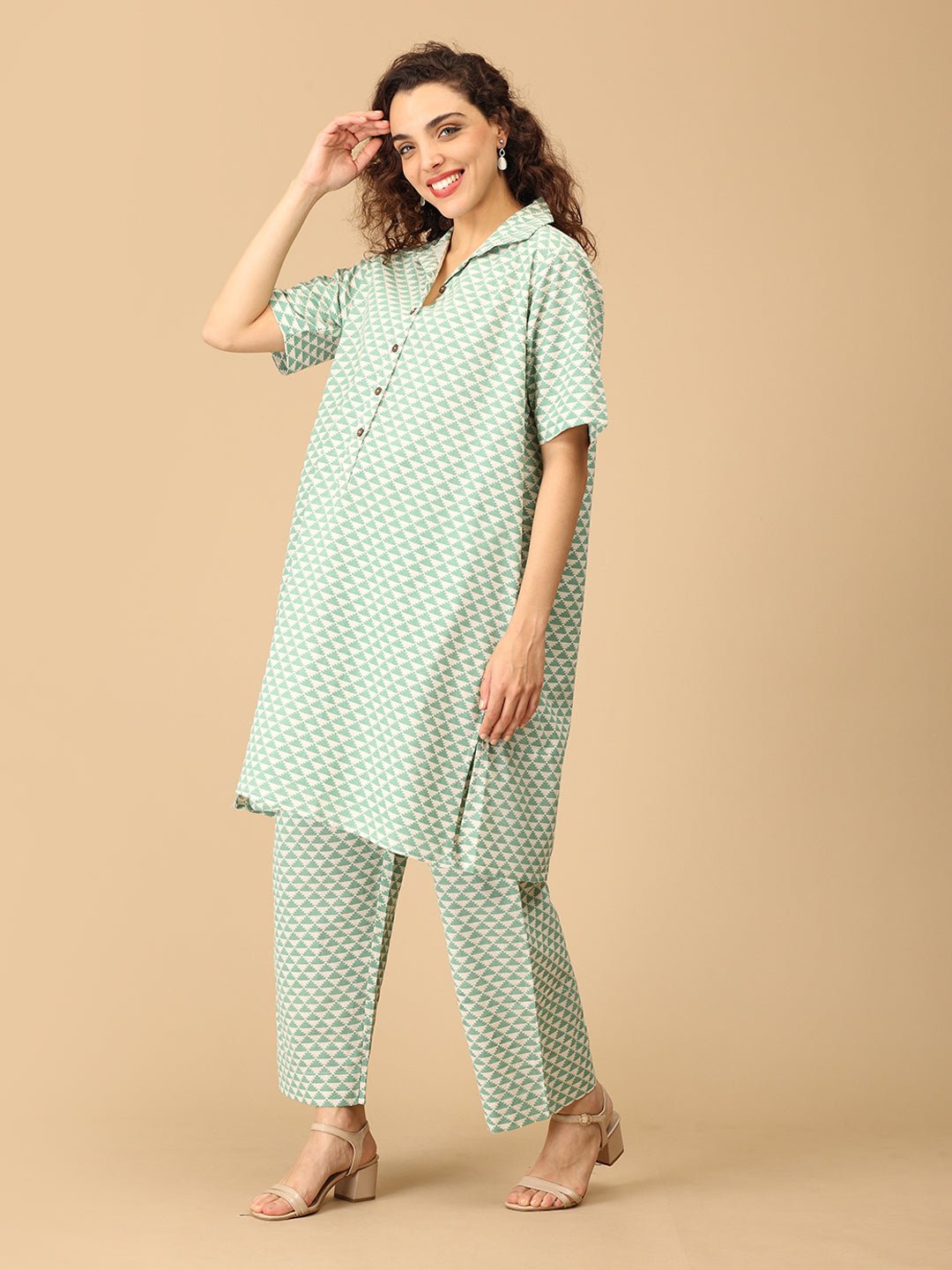  Geo-Mint-ry Maternity and Nursing Co Ord Set Green