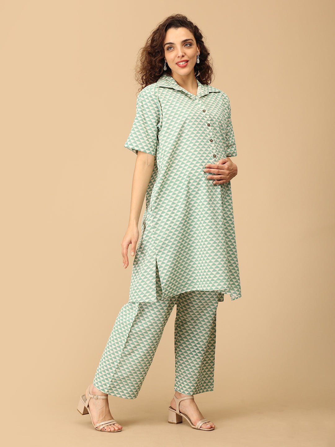 Geo-Mint-ry Maternity and Nursing Co Ord Set Green