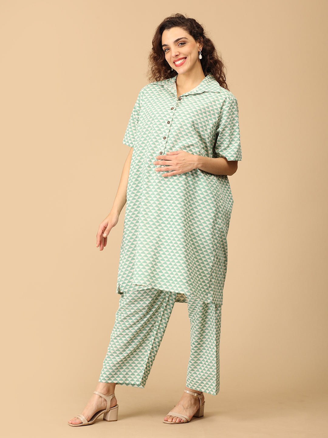  Geo-Mint-ry Maternity and Nursing Co Ord Set Green