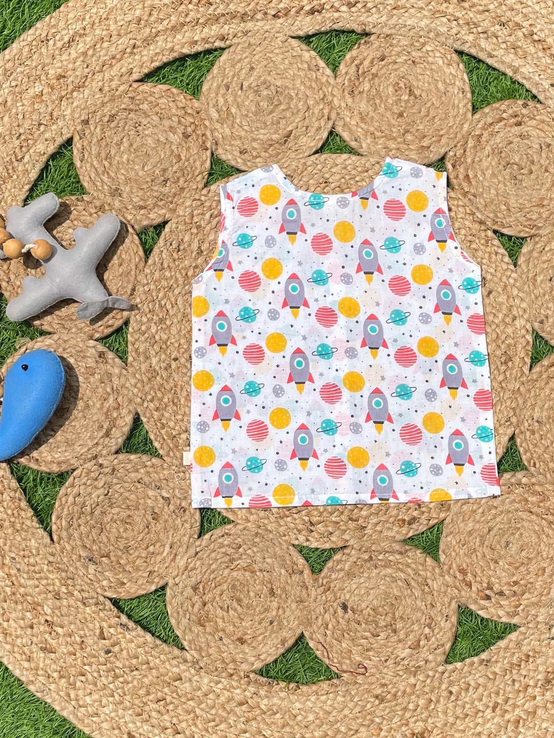  Geometrical And Rocket Printed Cotton Infant Jabla Pack Of 2
