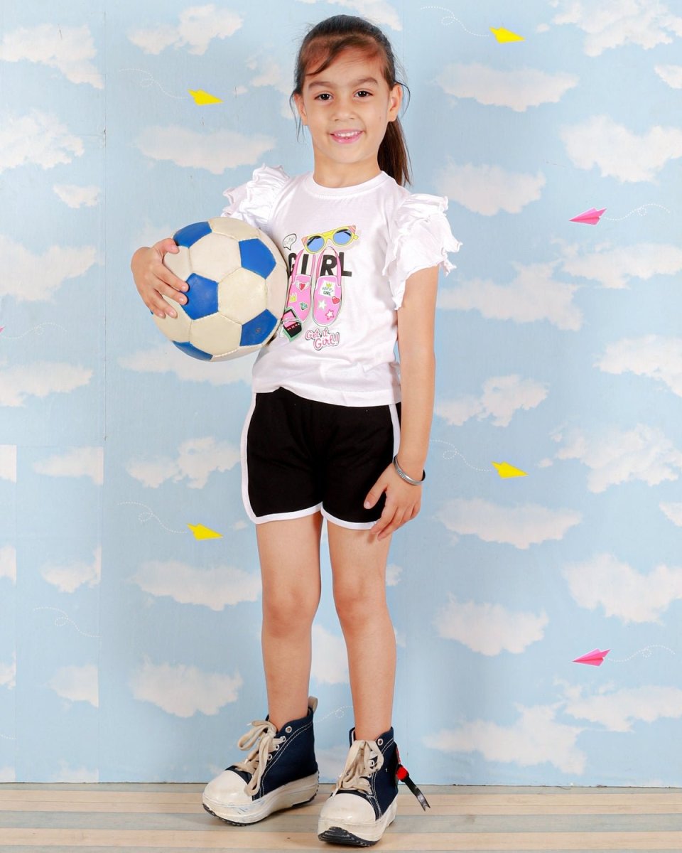 Printed Girls Top And Shorts Set