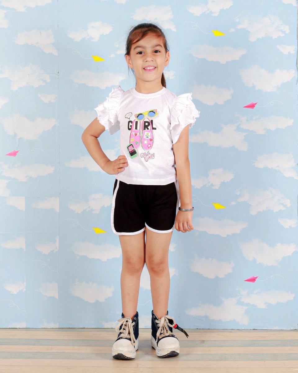 Printed Girls Top And Shorts Set
