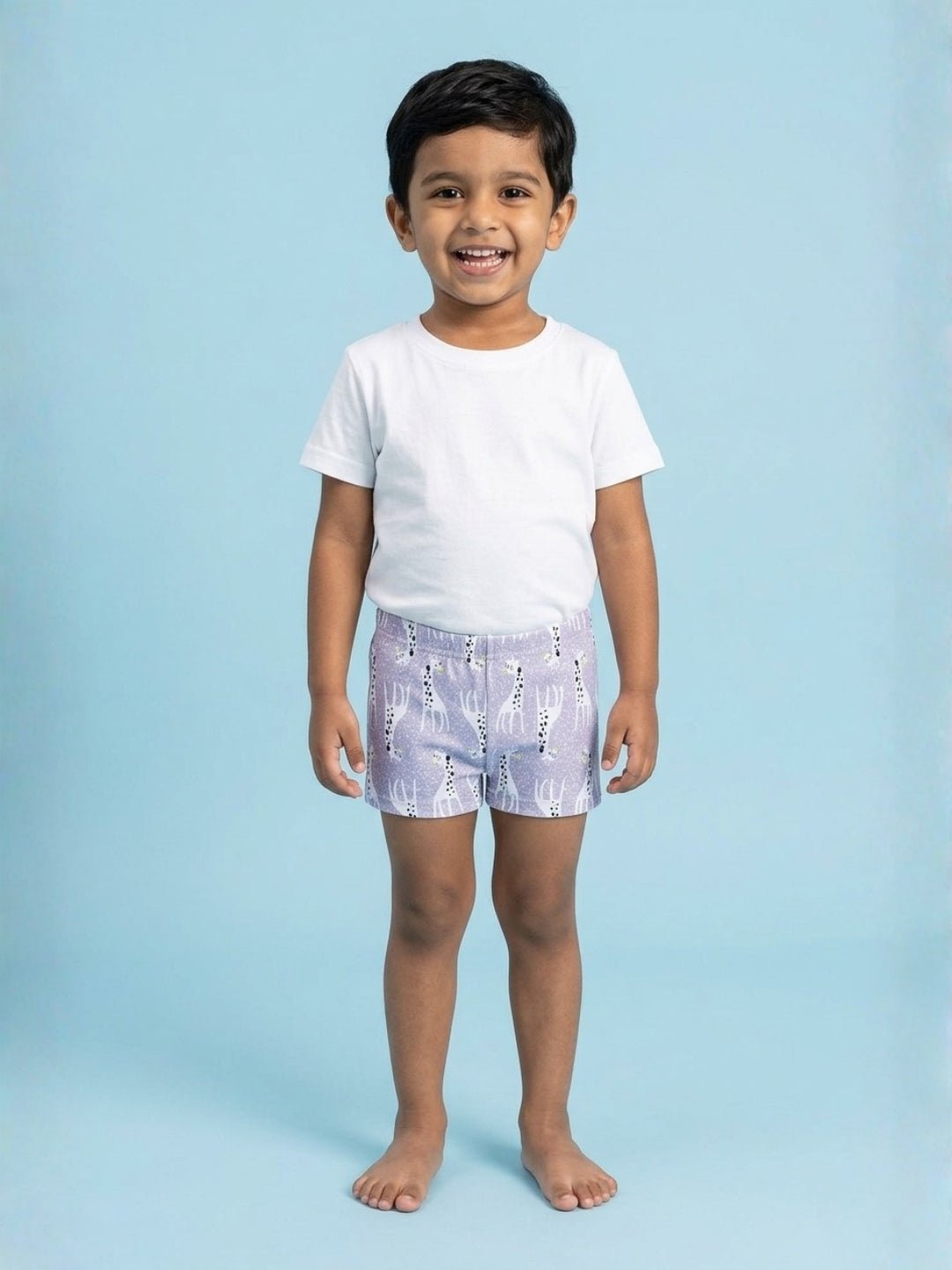 Giraffe Glide All-Over Print Boys Swim Shorts
