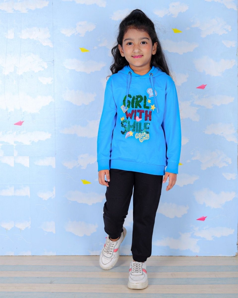 Girl With Smile Hooded Sweatshirt For Girls