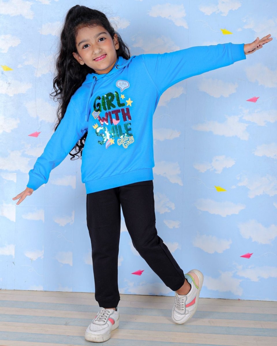 Girl With Smile Hooded Sweatshirt For Girls