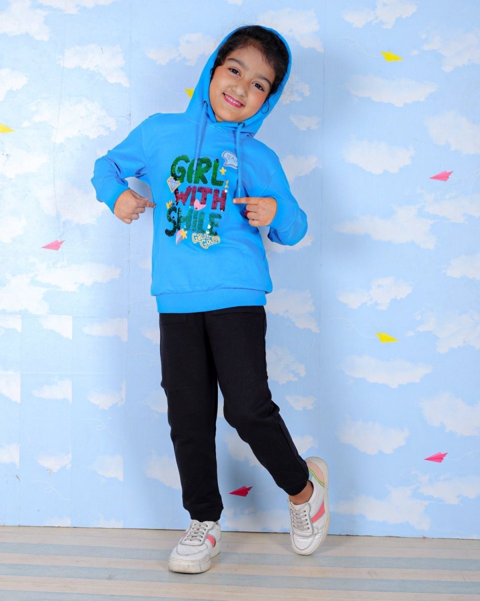 Girl With Smile Hooded Sweatshirt For Girls
