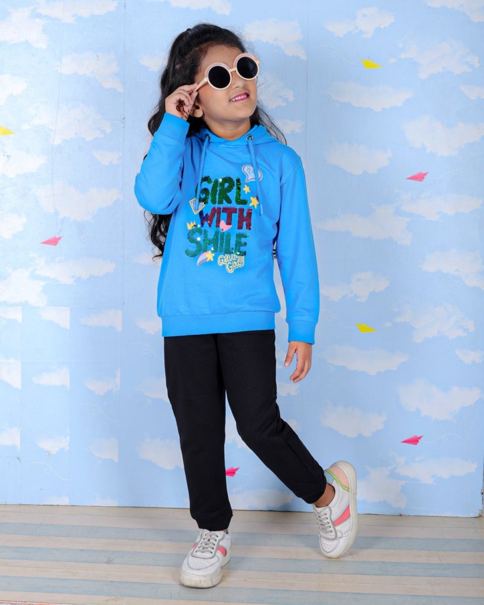 Girl With Smile Hooded Sweatshirt For Girls