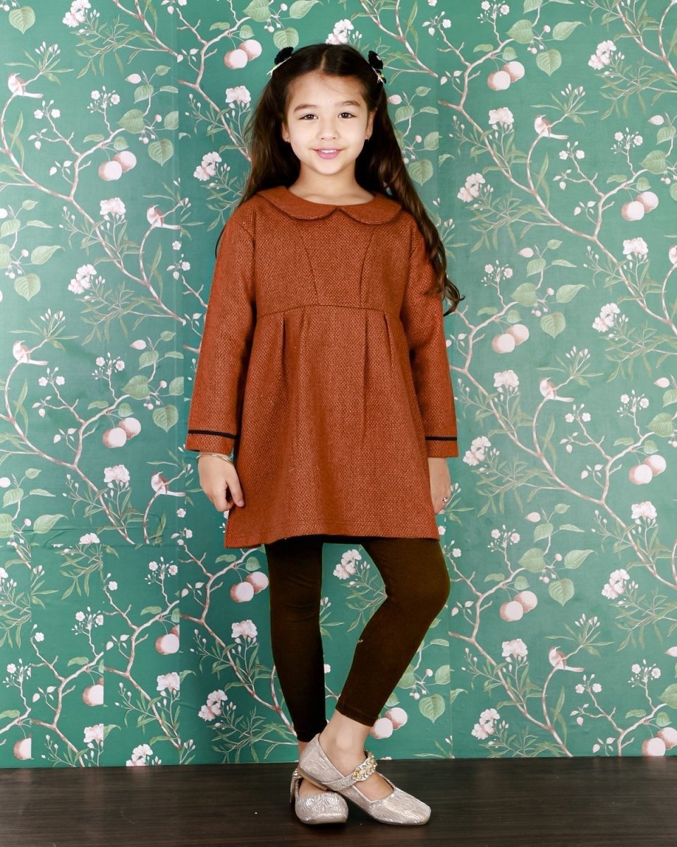 Ginger Spice Girls Flannel Dress With Brown Leggings