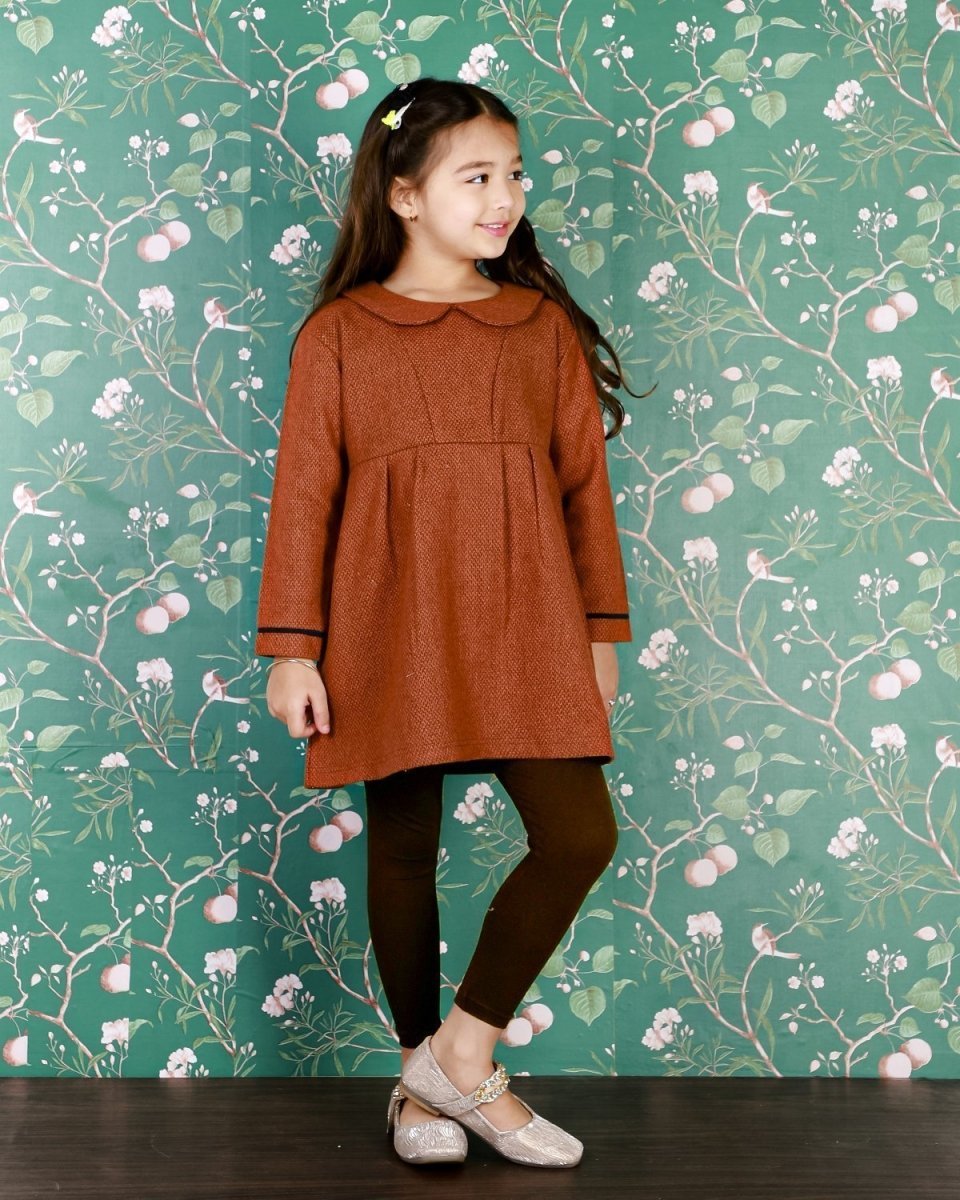 Ginger Spice Girls Flannel Dress With Brown Leggings