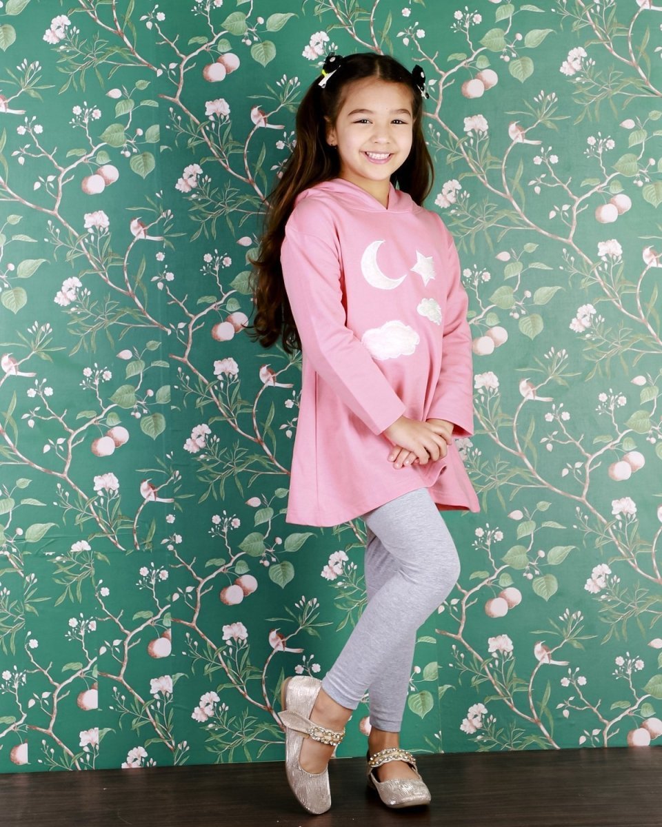 Moon Christmas Magic Girls Hooded Sweater Dress