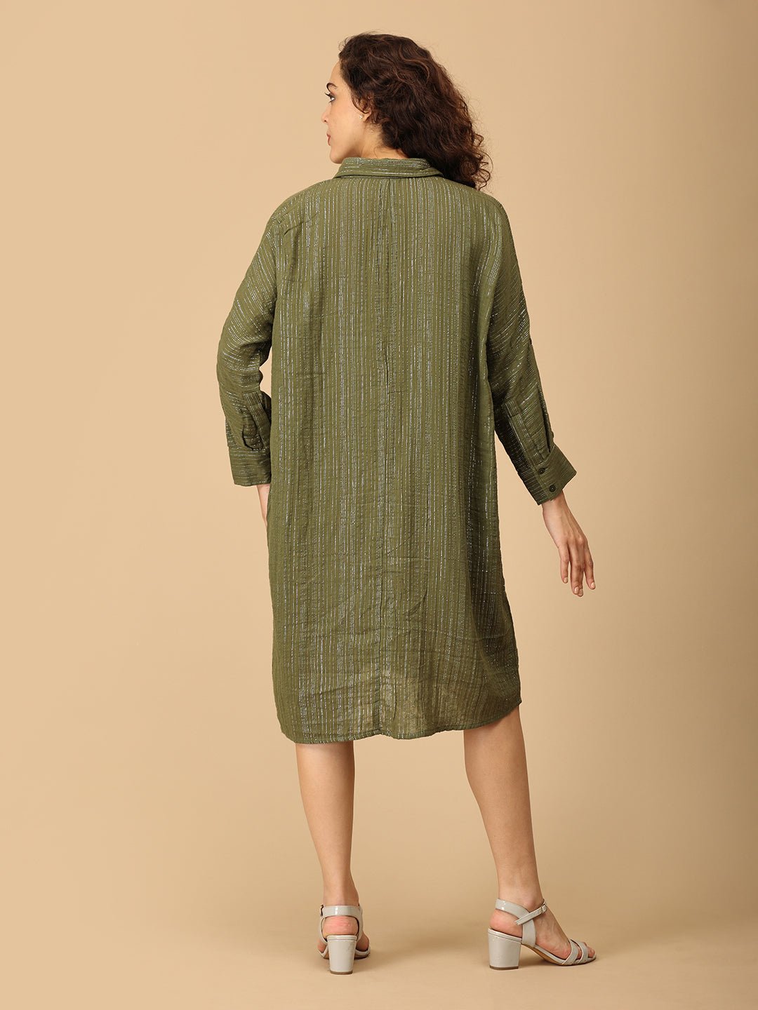  Glam-o-Leaf Maternity and Nursing Oversized Shirt Dress Olive