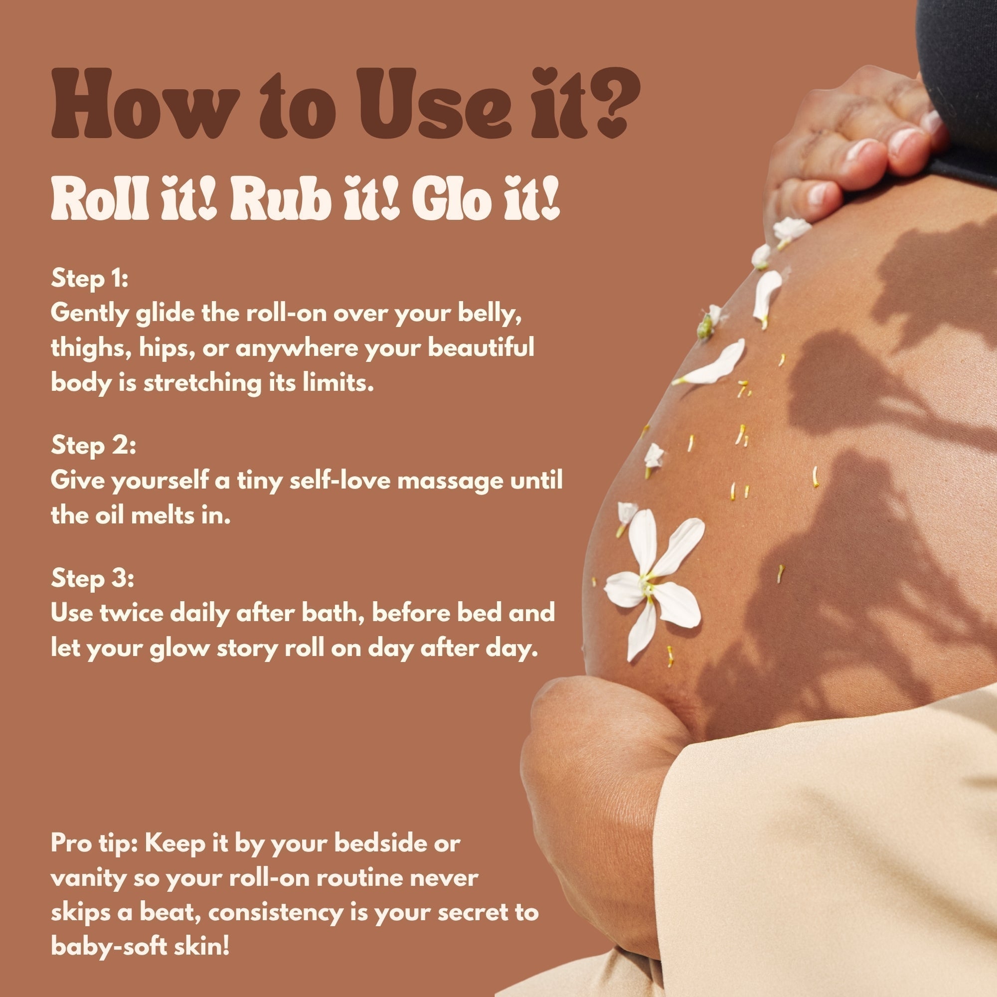 GLO Mama Stretch Mark Roll-On Oil Centella Striover Pregnancy Safe 50ml