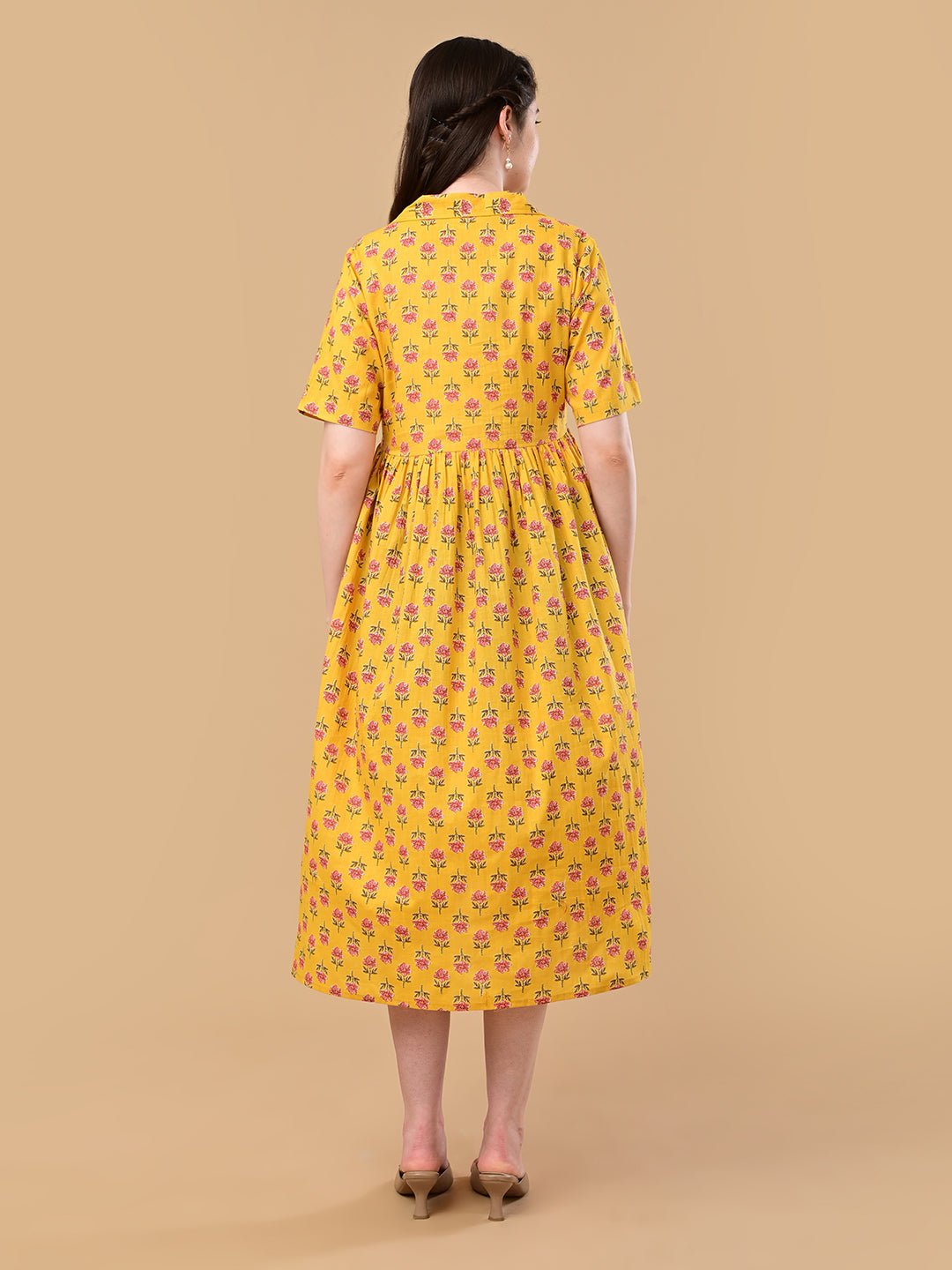  Golden Basic Maternity and Nursing Dress Yellow