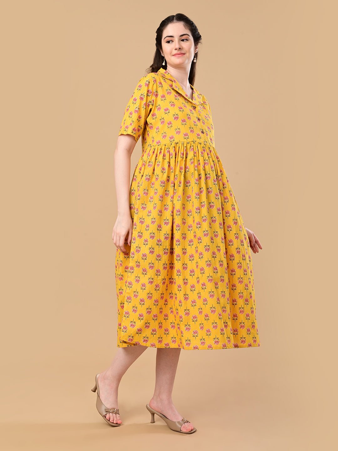  Golden Basic Maternity and Nursing Dress Yellow