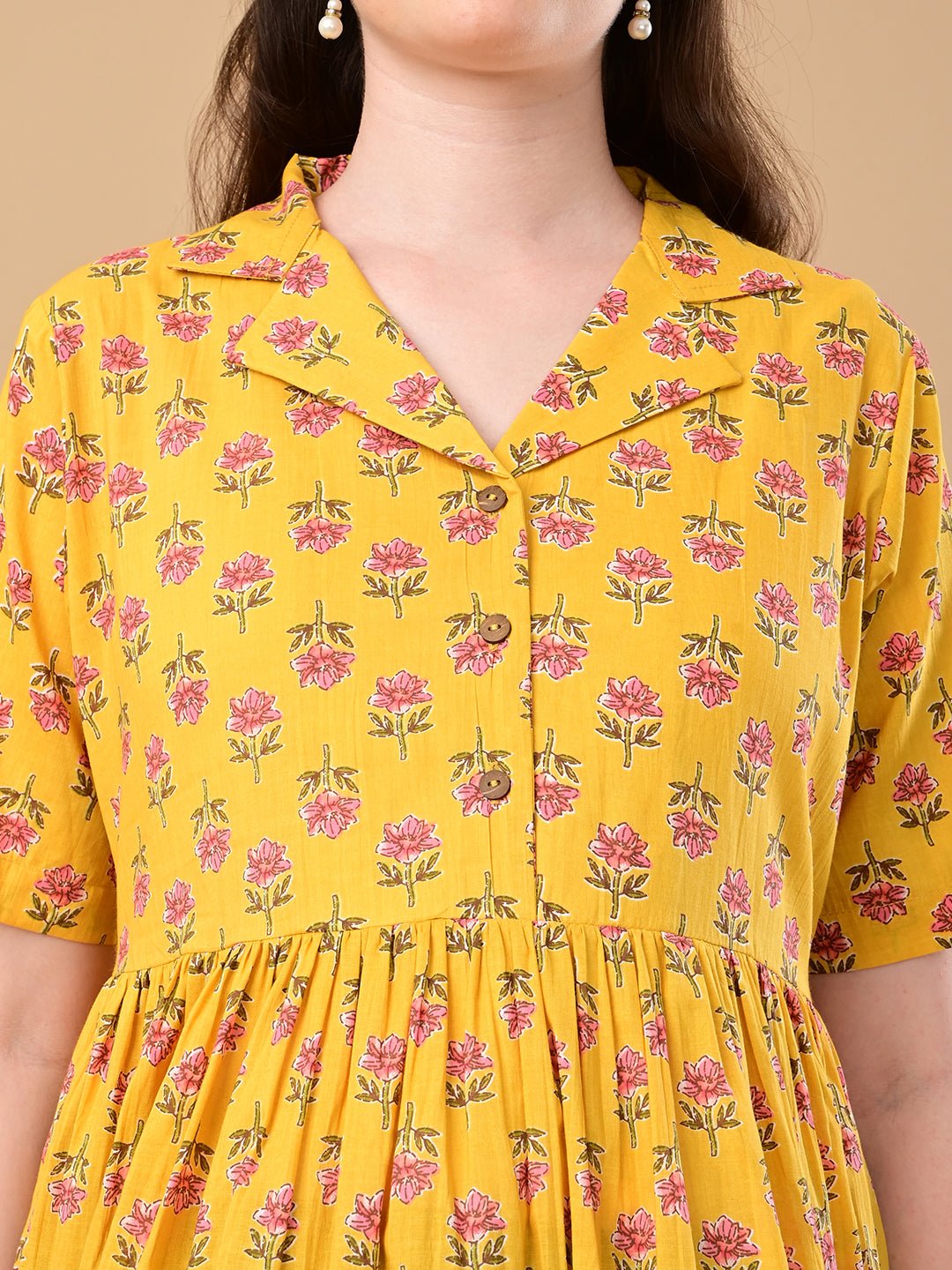  Golden Basic Maternity and Nursing Dress Yellow