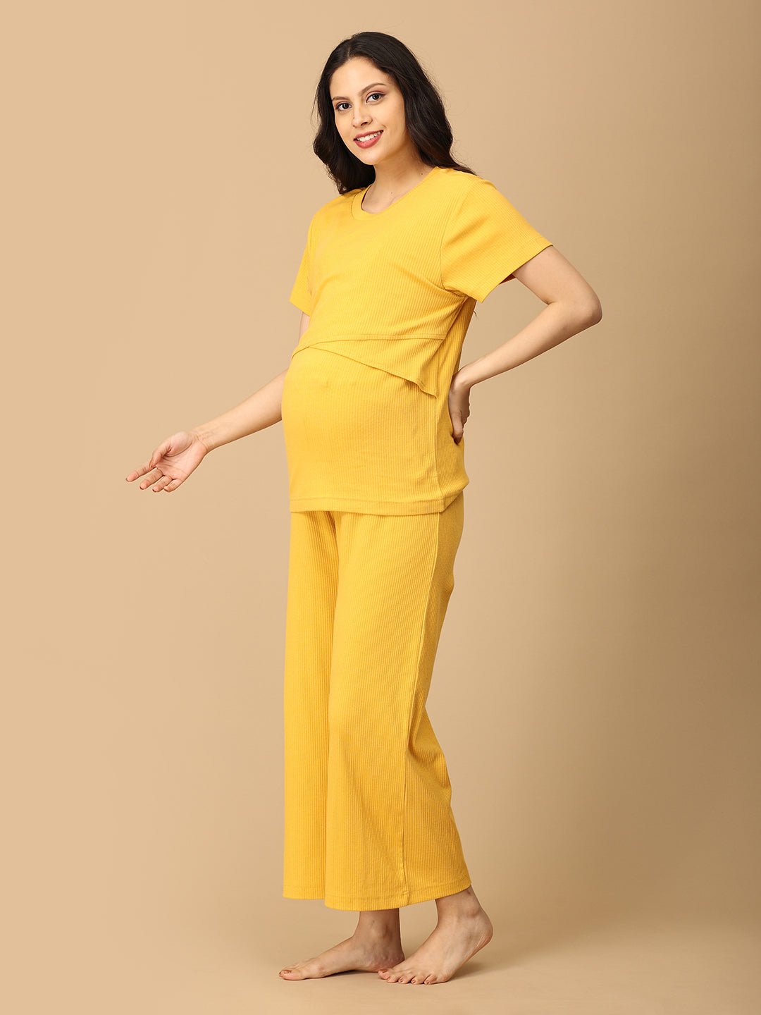  Golden Glow-Up Maternity and Nursing Nightwear Set Yellow