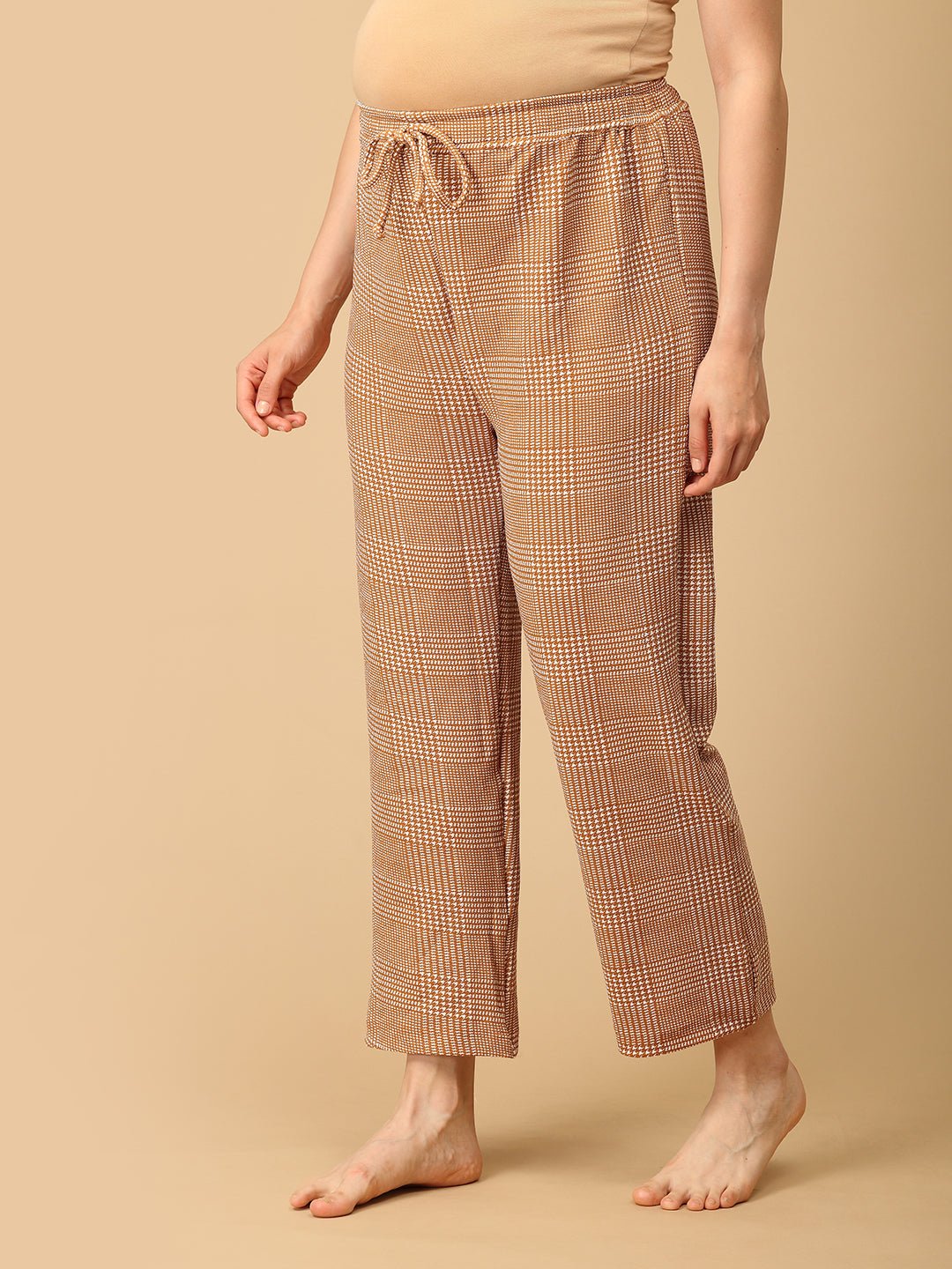  Golden Grid Maternity And Nursing Hoodie Pajama Set Yellow