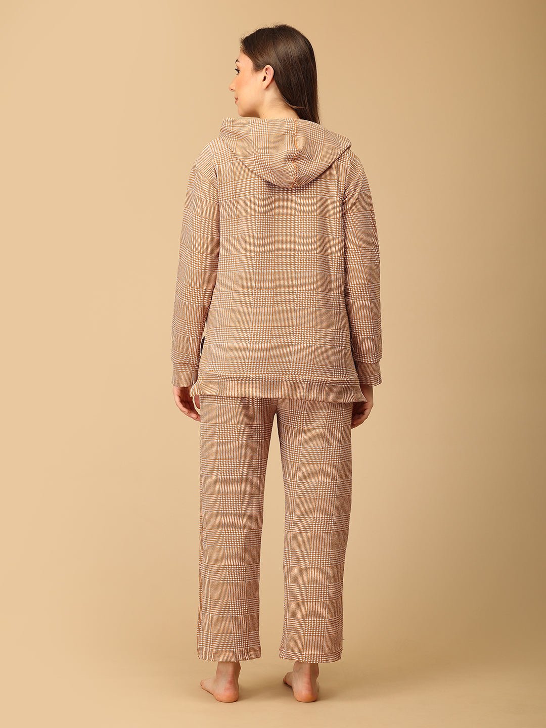 Golden Grid Maternity And Nursing Hoodie Pajama Set Yellow