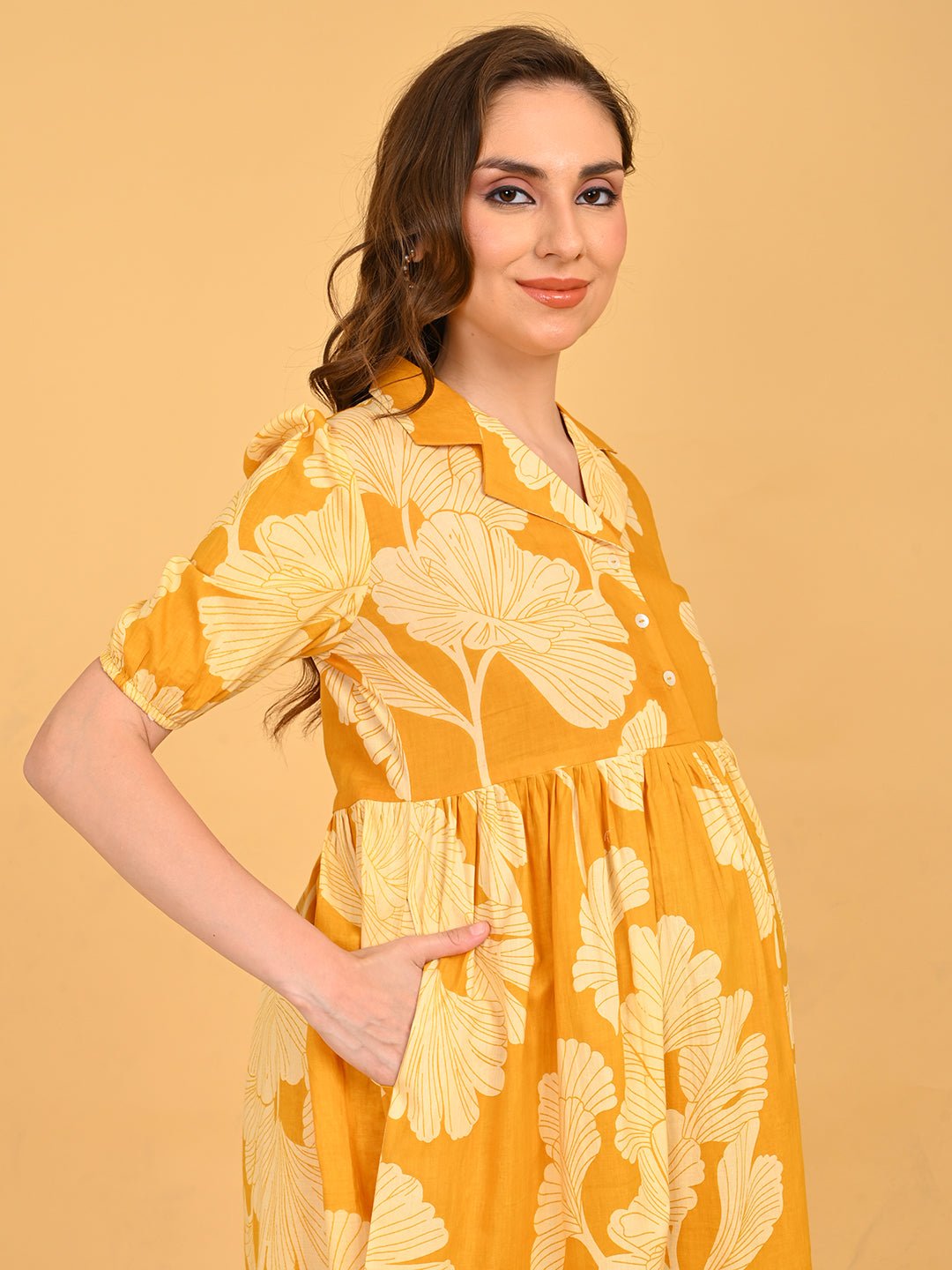  Golden Lily Maternity and Nursing Dress Yellow