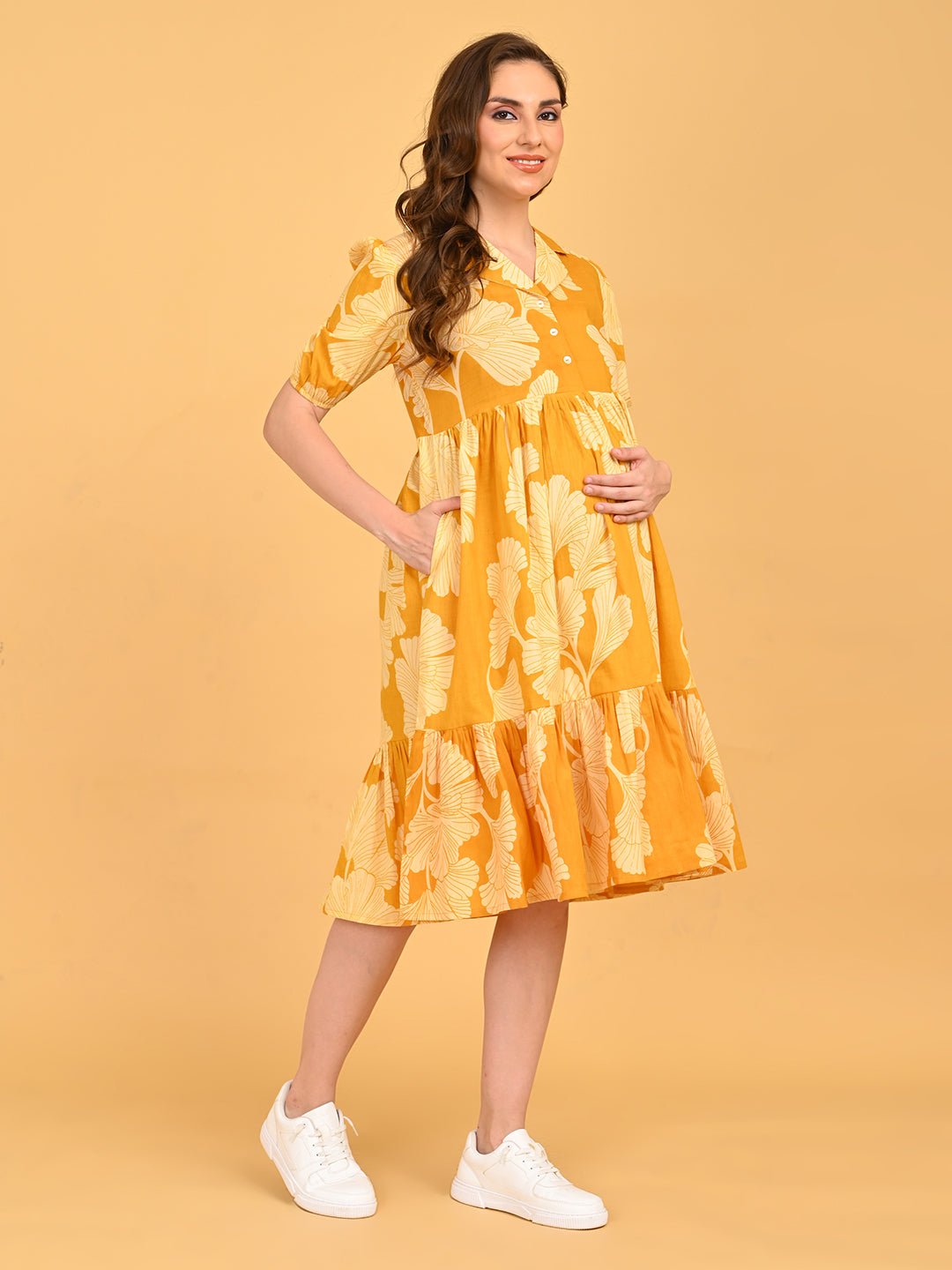  Golden Lily Maternity and Nursing Dress Yellow