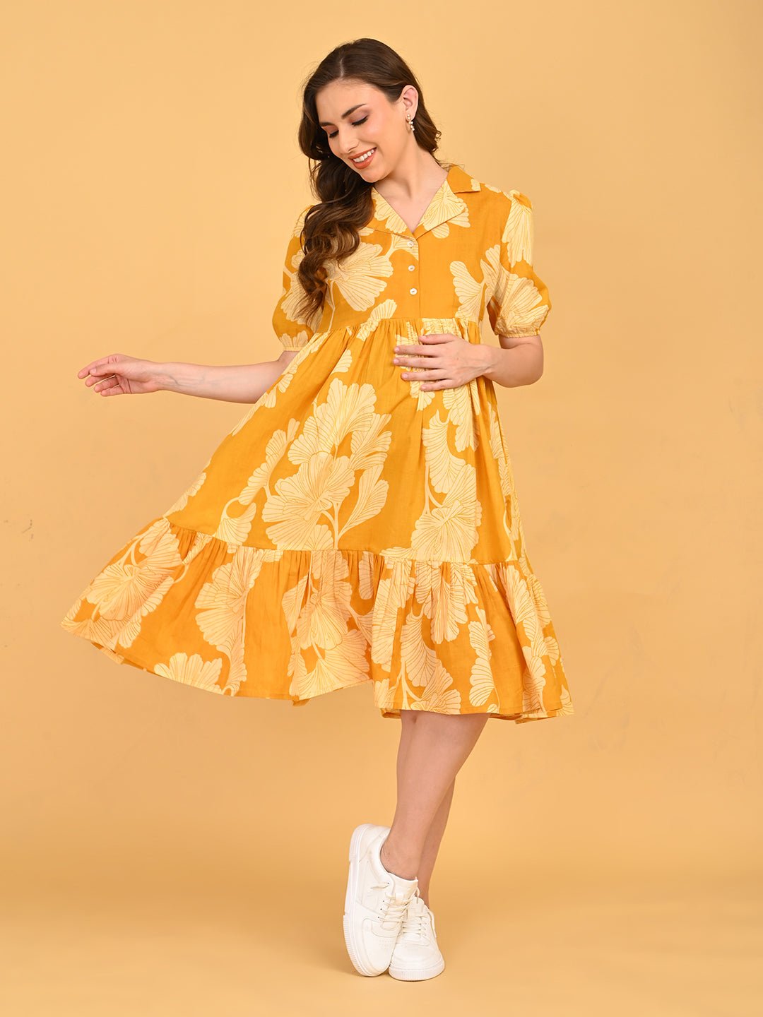  Golden Lily Maternity and Nursing Dress Yellow