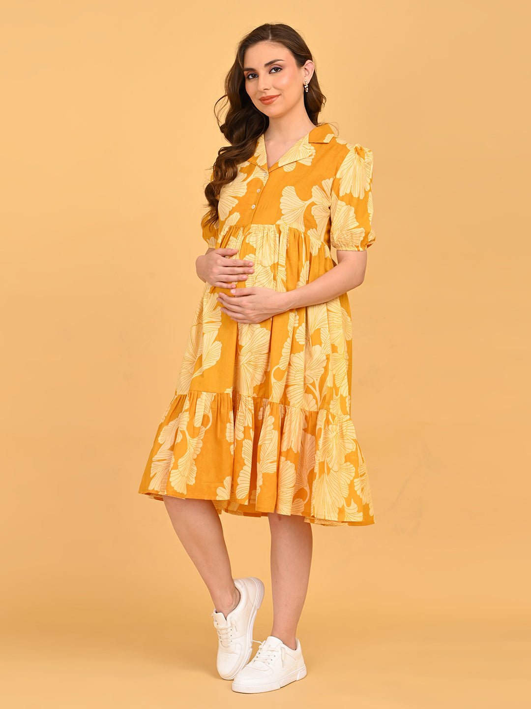  Golden Lily Maternity and Nursing Dress Yellow